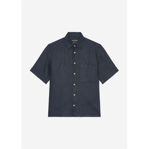 Marc O'Polo regular fit heren overhemd, korte mouw, structuur, donkerblauw 35/36