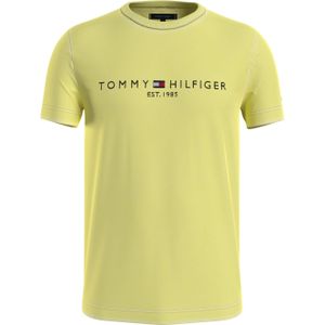 Tommy Hilfiger Garment Dye Tommy Logo Tee, heren T-shirt korte mouw O-hals, lichgeel -  Maat: XL