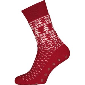 Burlington Homepads Fair Isle, huissokken winter, donkerrood met wit