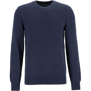 Marc O'Polo regular fit pullover, heren trui katoen met O-hals, donkerblauw (middeldik) -  Maat: XXL