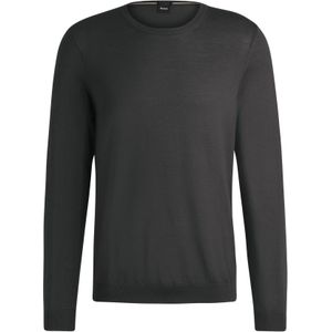 BOSS Leno slim fit trui wol - heren pullover middeldik O-hals - grijs