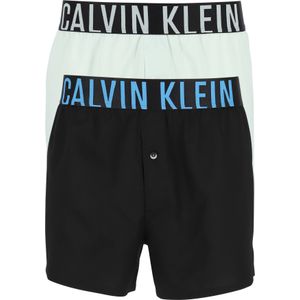 Calvin Klein heren boxers wijd katoen (2-pack), zwart en wit met logo tailleband -  Maat: L