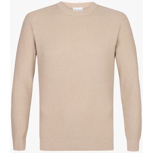 Michaelis heren trui katoenmengsel, slim fit trui met O-hals, beige