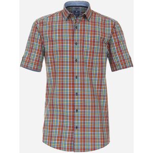 3 voor 99 | Redmond comfort fit overhemd, korte mouw, popeline, rood geruit 57/58