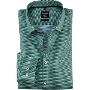 OLYMP No. 6 Six super slim fit overhemd, popeline, groen dessin