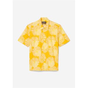 Marc O'Polo regular fit heren overhemd, korte mouw, popeline, geel dessin 45/46