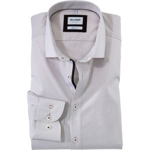 OLYMP Level 5 body fit overhemd, popeline, natuur geruit
