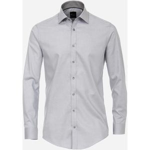VENTI body fit overhemd, structuur, grijs
