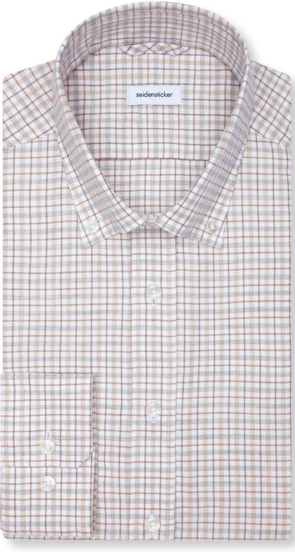 Seidensticker slim fit overhemd, popeline, beige geruit