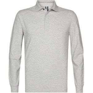 Profuomo heren trui katoenmengsel, slim fit gebreide polo lange mouw, grijs -  Maat: S