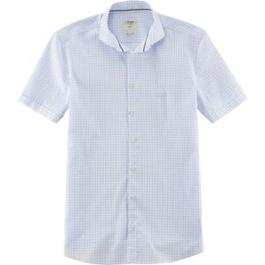 OLYMP Smart Casual Level 5 body fit overhemd, korte mouw, structuur, bleu geruit 41/42