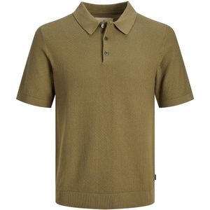 JACK & JONES Sandri knit polo slim fit, heren polo katoen met polo kraag, groen