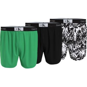 Calvin Klein wijde boxer tricot (3-pack), boxer slim, groen, zwart en print -  Maat: XL