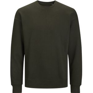 JACK & JONES Star basic sweat crew neck regular fit, heren sweatshirt katoenmengsel met O-hals, donker olijfgroen