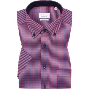 ETERNA comfort fit overhemd korte mouw, popeline, roze geruit (contrast)