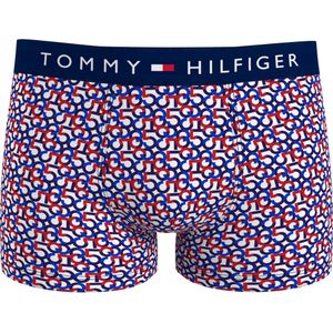 Tommy Hilfiger trunk (1-pack), heren boxers normale lengte, rood, wit, blauw print -  Maat: S