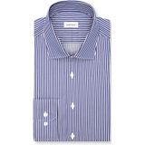 Seidensticker - Businessoverhemd - Donkerblauw - Slim 1/1 Kent Kraag Gestreept