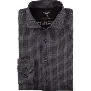 OLYMP 24/7 No. 6 Six super slim fit overhemd, tricot, zwart dessin 45