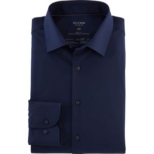 OLYMP 24/7 Level 5 body fit overhemd, popeline, marineblauw