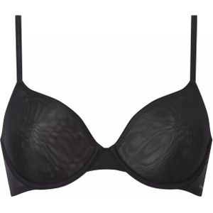 Calvin Klein dames Sheer Marquisette lightly lined demi bra, beugel BH, zwart -  Maat: 70B