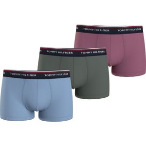 Tommy Hilfiger trunk (3-pack), heren boxers normale lengte, lichtblauw, grijs, oudroze -  Maat: M
