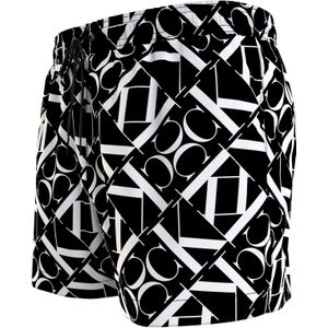 Calvin Klein Short Drawstring swimshort, heren zwembroek, zwart-wit logo dessin -  Maat: S