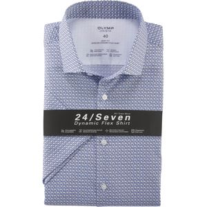 OLYMP 24/7 Level 5 body fit overhemd, korte mouw, structuur, bleu dessin