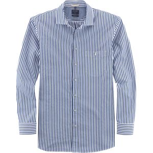 OLYMP Casual modern fit overhemd, popeline, marineblauw gestreept 39/40