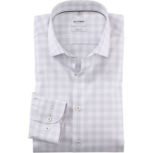 OLYMP Level 5 body fit overhemd, popeline, lichtgrijs geruit