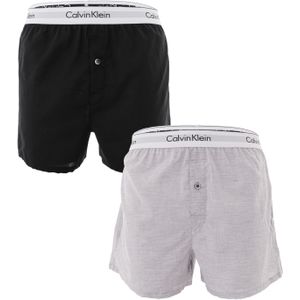 Calvin Klein Woven Boxers (2-pack), heren boxers wijd katoen, zwart -  Maat: M