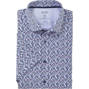 OLYMP 24/7 Level 5 body fit overhemd, korte mouw, popeline, roze dessin