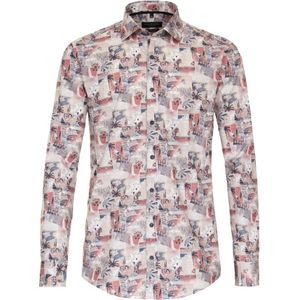 CASA MODA Sport casual fit overhemd, popeline, rood dessin