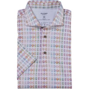 OLYMP 24/7 Level 5 body fit overhemd, korte mouw, tricot, pink dessin