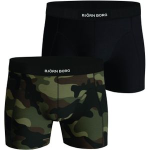 Bjorn Borg Cotton Stretch boxers, heren boxers normale lengte (2-pack), zwart en camo print -  Maat: M