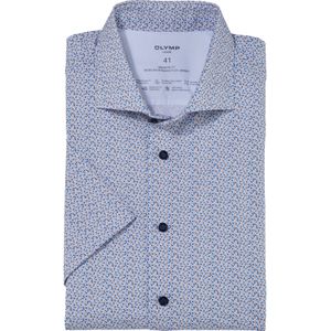 OLYMP Luxor 24/7 modern fit overhemd, korte mouw, Dynamic Flex, mandarijngeel dessin