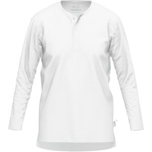 Ceceba heren T-shirt lange mouw met O-hals en knoopjes (1-pack), wit