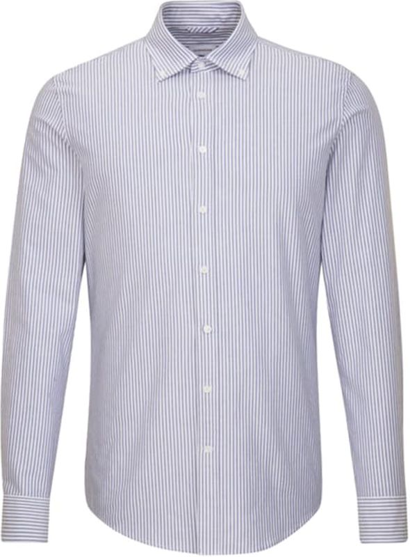 Seidensticker - Oxford - Overhemd - Blauw Gestreept - Extra Slim Fit