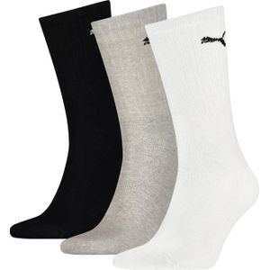 Puma Crew Sock (3-pack),  sokken, wit, grijs, zwart -  Maat: 43-46
