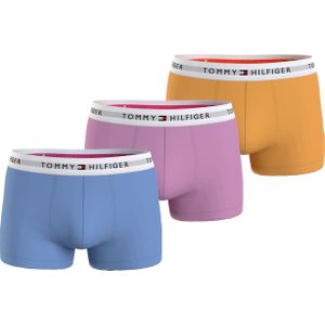 Tommy Hilfiger trunk (3-pack), heren boxers normale lengte, lichtblauw, oranje, roze -  Maat: S