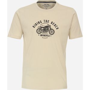 Redmond regular fit T-shirt, korte mouw O-hals, beige (met print) -  Maat: 4XL