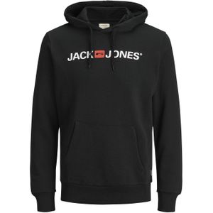 JACK & JONES Corp old logo sweat hood slim fit, heren hoodie katoenmengsel met capuchon, zwart