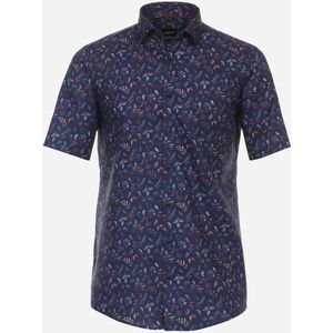 VENTI modern fit overhemd, korte mouw, dobby, blauw dessin 42