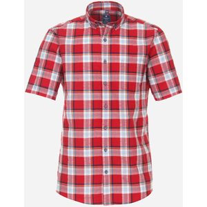 3 voor 99 | Redmond comfort fit overhemd, korte mouw, popeline, rood geruit