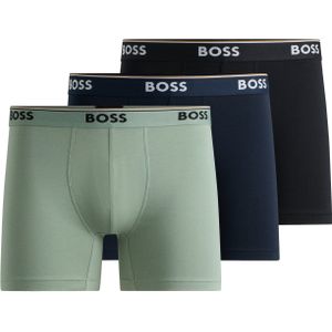 HUGO BOSS Power boxer briefs (3-pack), heren boxers normale lengte, zwart, donkerblauw, saliegroen