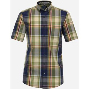3 voor 99 | Redmond comfort fit overhemd, korte mouw, popeline, blauw geruit 47/48
