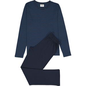 TEN CATE men pyjama, O-hals, blauw gestreept - Maat: M