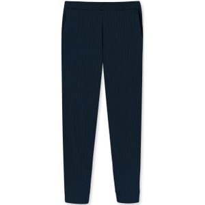 SCHIESSER Mix+Relax loungebroek lang, dames broek lang interlock biologisch katoen manchetten nachtblauw