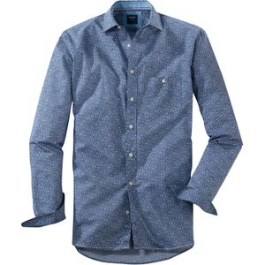 OLYMP Casual modern fit overhemd, popeline, marineblauw dessin 53/54