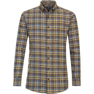 3 voor 99 | Redmond modern fit overhemd, popeline, bruin, geel, wit geruit