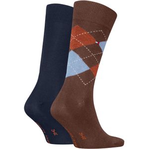 Tommy Hilfiger Sock Check (2-pack), heren sokken, chocoladebruin geruit